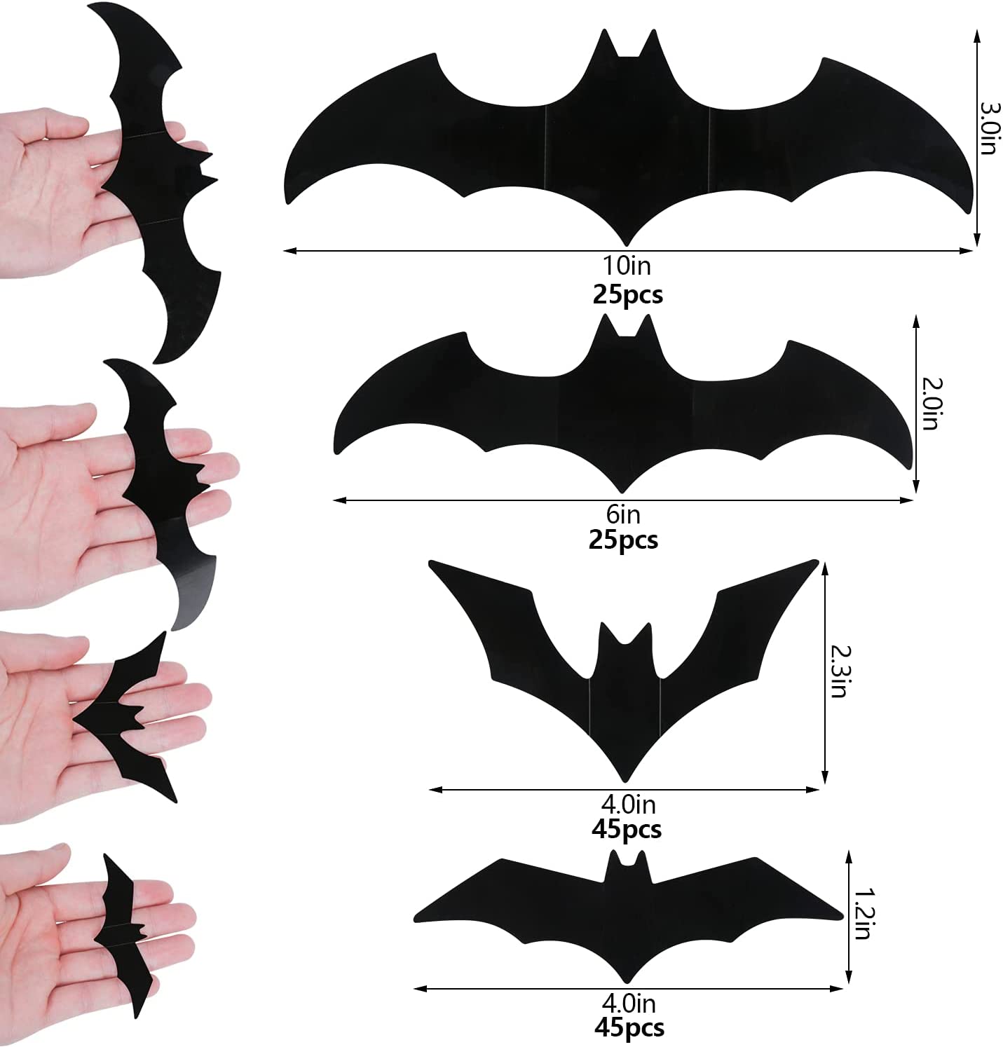 Halloween Bats Decoração De Parede, 140 Pcs 3d Morcego Decoração Adesivos