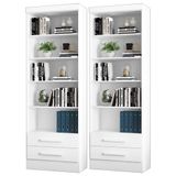 Kit 2 Estantes Livreiro 2 Gavetas e 5 Prateleiras Fancy Q01 Branco- Mpozenato