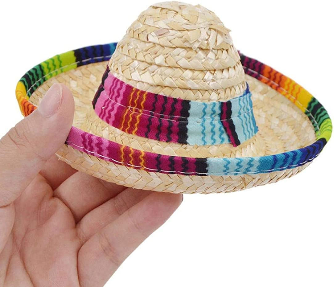 Chapéu De Cachorro Multicolorido Cão Gato Chapéu Sombrero De Palha Mexicana Fantasia De Fivela Ajustável Para Animais De Estimação (a)