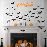 3d Morcegos Adesivos Decorações De Halloween, Pvc Preto Realista