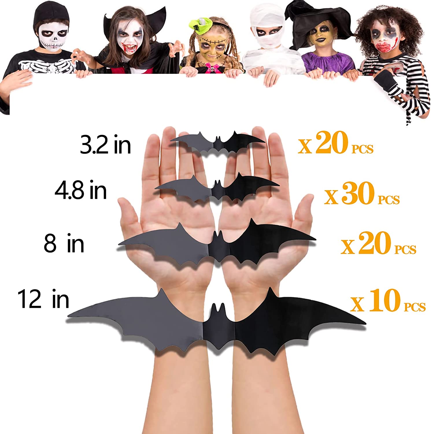 80pcs Halloween Bats Decoração De Parede, Halloween Interior Pvc 3d Bat