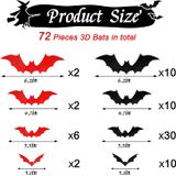 Morcegos De Halloween - 72pcs Bat Decorações Halloween Pvc 3d Bat