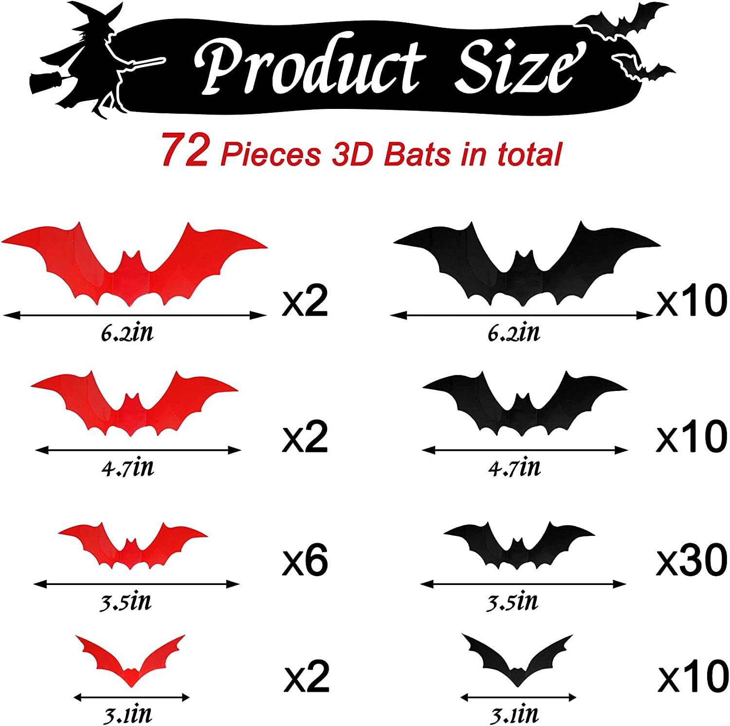 Morcegos De Halloween - 72pcs Bat Decorações Halloween Pvc 3d Bat