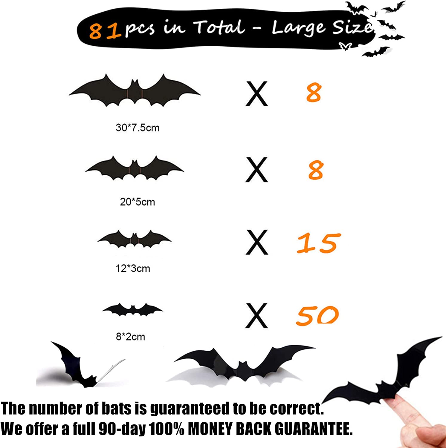 Halloween 3d Bats Decoração 81 Pcs, Morcegos Adesivo De Decoração De Parede