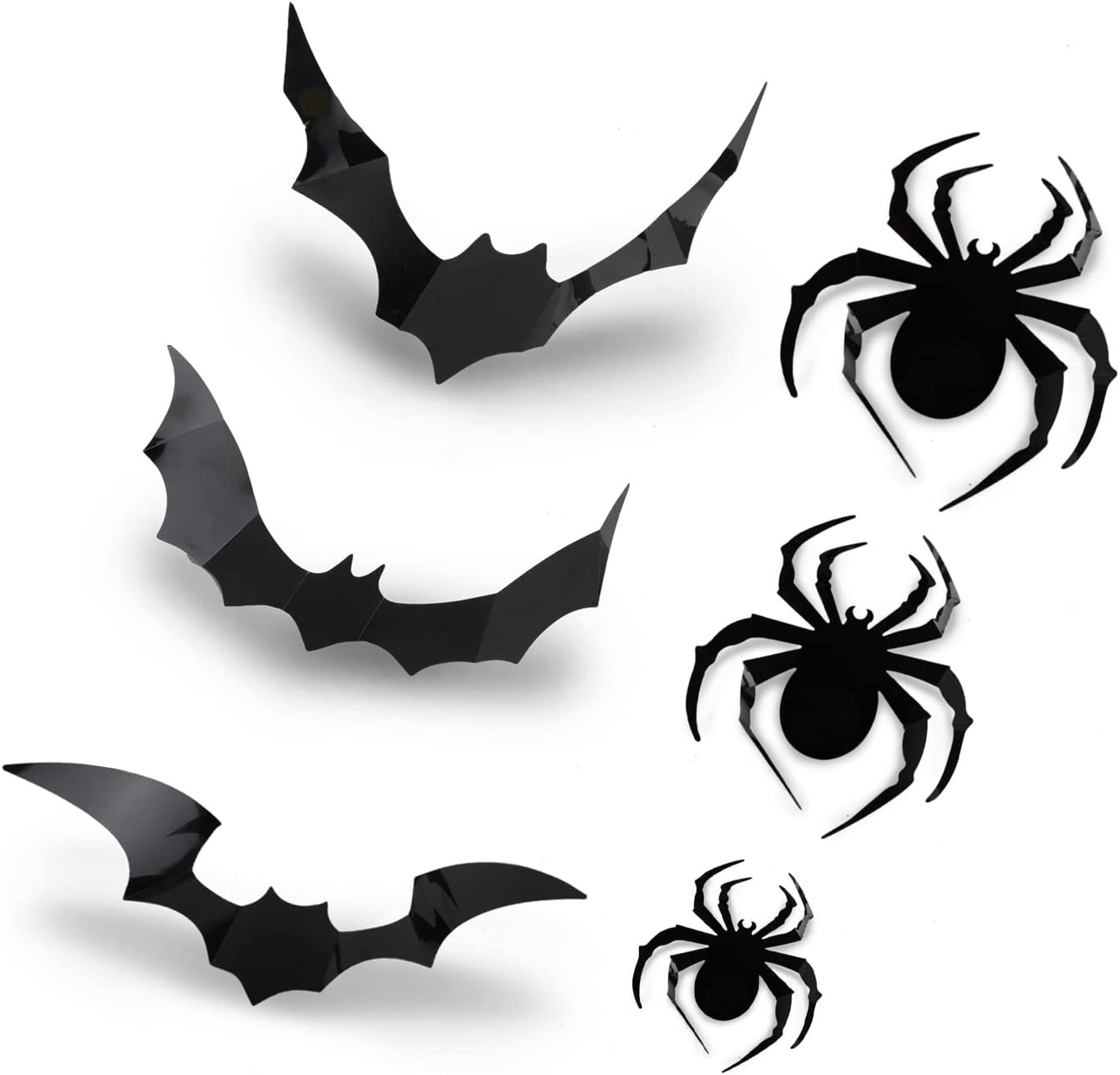 Halloween 3d Bat Wall Stickers, 60 Bat Stickers + 24 Aranha,