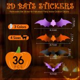 3d Morcegos Adesivos Halloween Bat Wall Stickers Reutilizáveis Pvc Ba