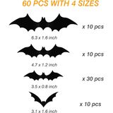 Halloween Bats Decoração De Parede, 60 Pcs Bats Decorações De Halloween