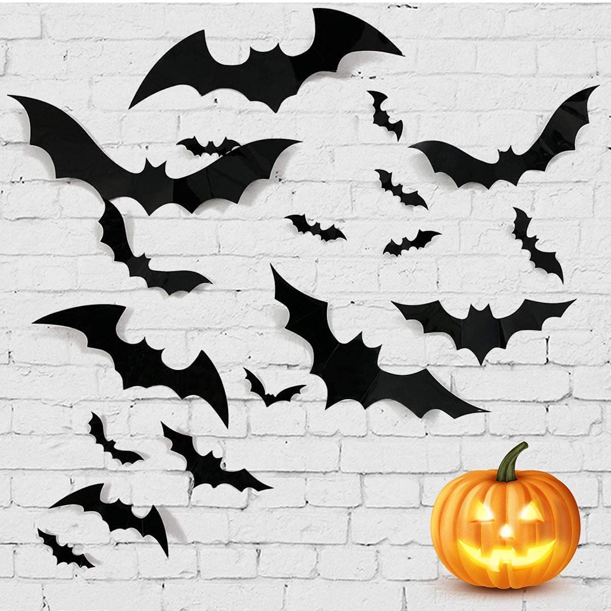 Halloween 3d Bats Decoração, 80 Pcs Pvc Realista Assustador Bl