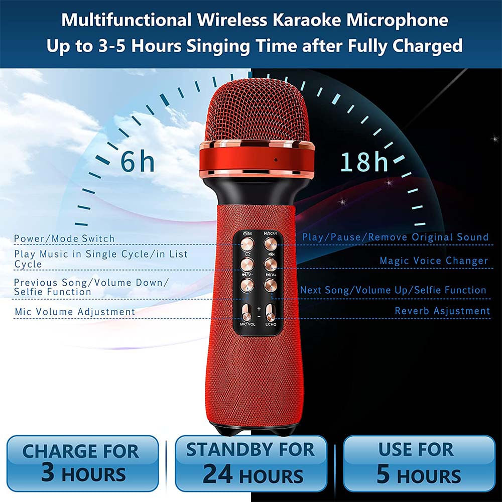 Ws-898 7 Em 1 Karaoke Microfone Portátil Bluetooth Speaker