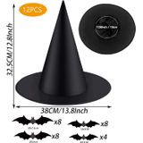 12 Peças Halloween Chapéus De Bruxa Decorações Costume Accessori