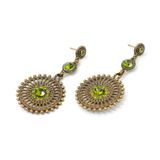 Brinco mandala strass verde ouro velho bijuterias acessorios