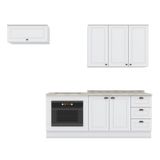 Cozinha Completa Americana 4 Peças Com Balcão Forno De Embutir Branco E Tampo Cooktop - Móveis Henn
