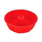 Forma Para Bolo Com Furo Silicone 25cm Vermelho Fs01 Unyhome