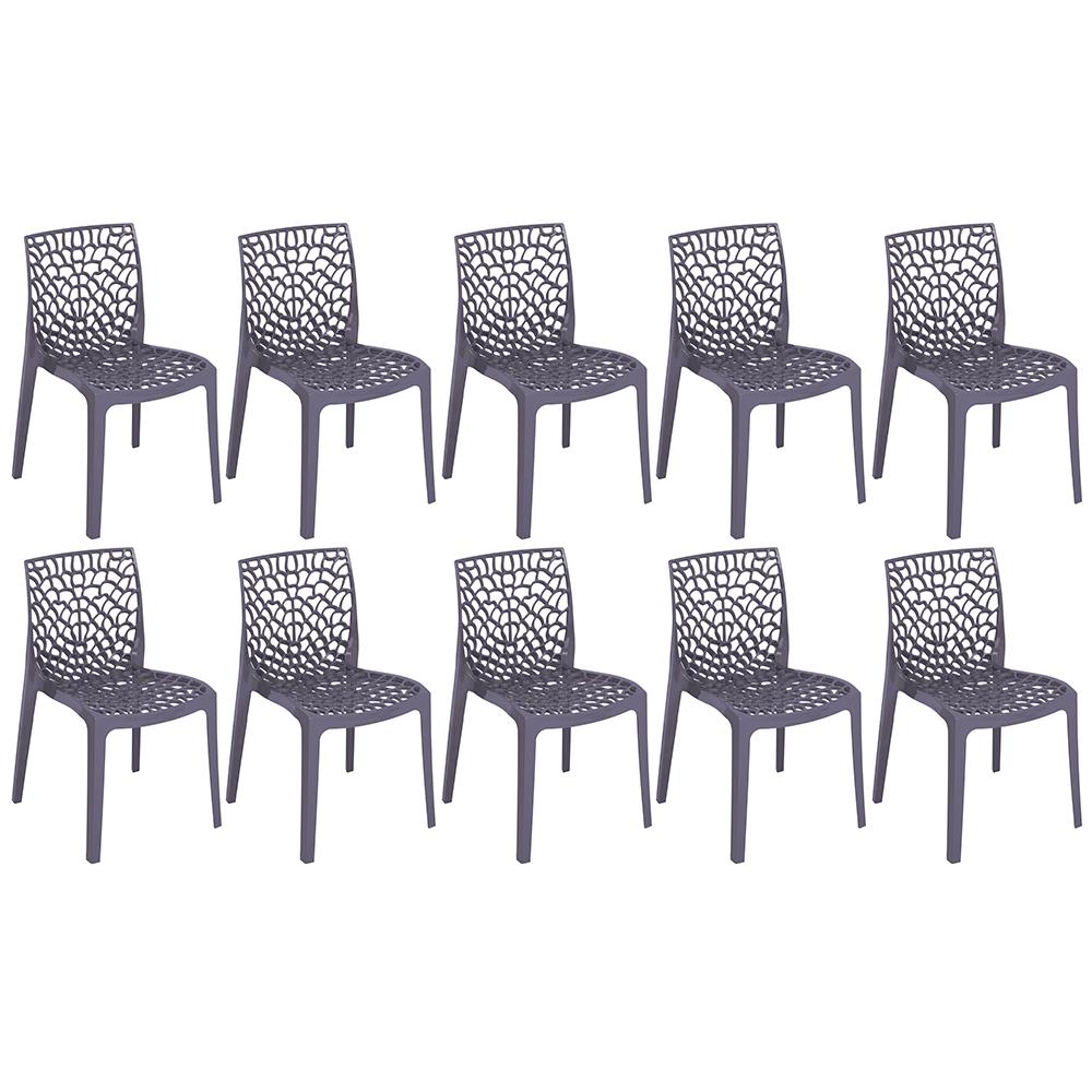 Kit 10 Cadeiras Gruvyer Cinza Névoa