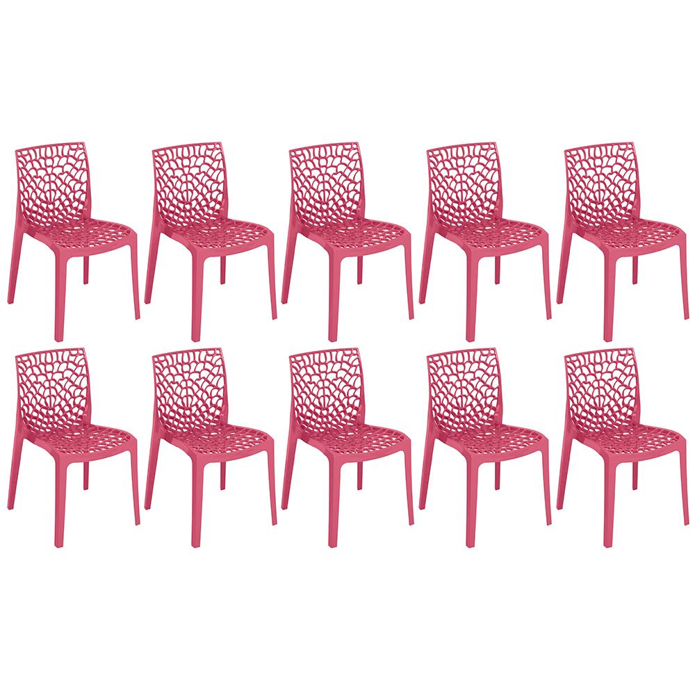 Kit 10 Cadeiras Gruvyer Rosa Rubi