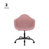 Conjunto Com 2 Cadeiras Eames Office Com Braço Rosa Empório Tiffany Base Preta