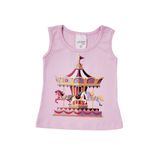Camiseta Regata Feminina para Bebê Menina Carrossel
