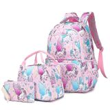 Mochilas Mochila De Desenho Animado Para Meninas Unicórnio Bolsa Escolar Infantil Lancheira Estojo De Lápis Rosa