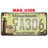 Quadro Placa Decorativa Metal Estados Unidos Massachusetts
