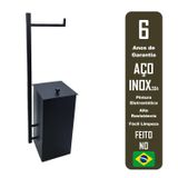 Cesto De Lixo Com Papeleira Preto Inox