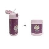 Garrafa Térmica Infantil + Pote Térmico Premium Rosa