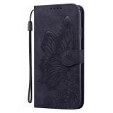 Caso Para Samsung Galaxy A52s 5g Retro Pu Couro Flip Folio Carteira Em Relevo Butterfly Phone Protection Capa À Prova De Choque - Preto
