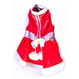 Vestido Natal Strass Papai Mamãe Noel para Cães - Vermelho e Branco - Tamanhos P, M e G