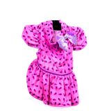 Vestido Estampado Bruna com Laço para Cães - Rosa e Roxo - Tamanhos PP, P, M e GG