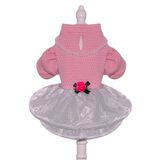 Vestido Princesa Flor para Cães - Rosa e Cinza - Tamanhos PP, P e M