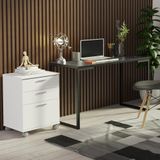 Conjunto Escritório Home Office Com Mesa Industrial + Gaveteiro Branco/preto Madesa