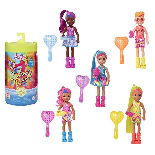 Boneca Barbie Color Reveal Chelsea Com 6 Surpresas Neon Tie-dye E Acessórios (estilos Variam)