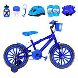 Bicicleta Infantil Aro 16 Nylon + Kit Proteção Azul