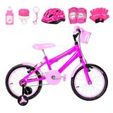 Bicicleta Infantil Aro 16 Alumínio Kit Proteção Pink E Rosa