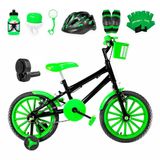 Bicicleta Infantil Aro 16 Nylon Preta E Verde