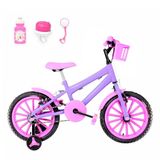 Bicicleta Infantil Aro 16 Nylon Lilás E Rosa