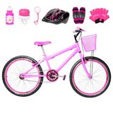 Bicicleta Infantil Aro 24 Aero Kit Proteção Rosa E Pink