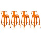 Kit - 4 x banquetas Iron Tolix com encosto - 65 cm - Industrial - Vintage - Laranja