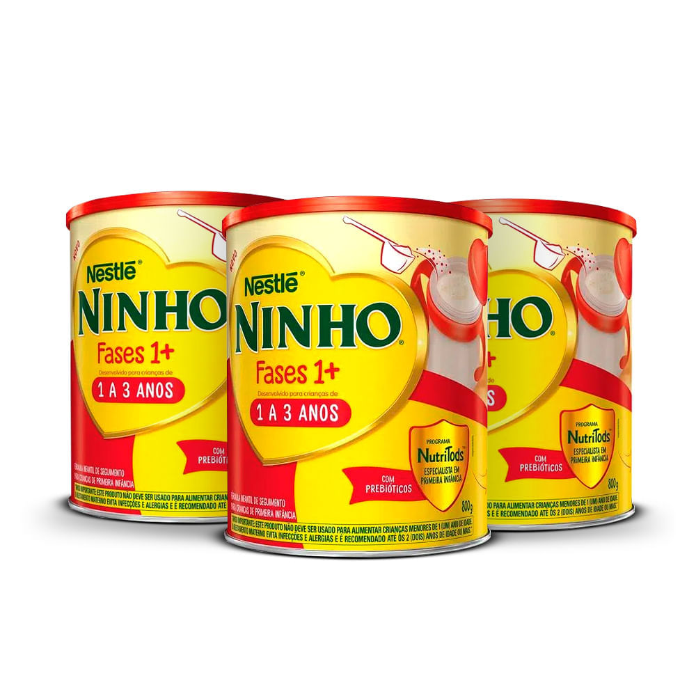 Kit 3 Ninho Fases 1+ 800g Cada Menor preço em Kit 3 Ninho Fases 1+ 800g Cada