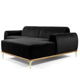 Sofá 3 Lugares com Chaise Base de Madeira Euro 230 Cm Preto