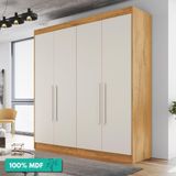 Guarda-roupa Casal 100% Mdf 4 Portas 3 Gavetas 13 Nichos Nantes Europa Peroba/off White