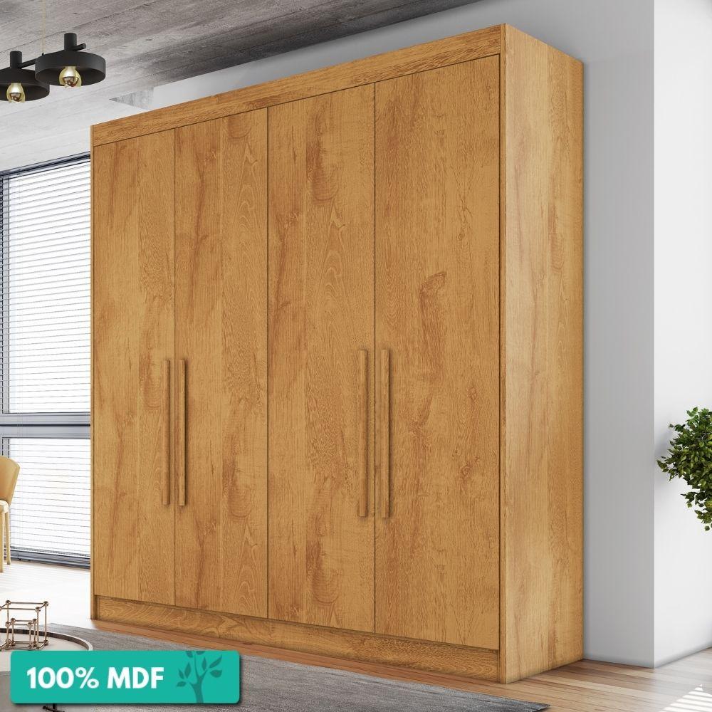 Guarda-roupa Casal 100% Mdf 4 Portas 3 Gavetas 13 Nichos Nantes Europa Peroba