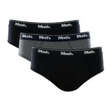 Kit 3 Peças Cueca Mash Slip Cotton Algodão Elástico Cinza Mescla Escuro Xxgg