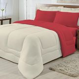 Kit 03 Peças Edredom Casal Queen Palha com Vermelho