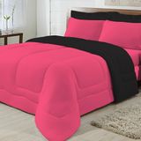 Edredom Dupla Face King Size 100% Algodão Pink com Preto