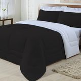 Edredom Dupla Face King Size 100% Algodão Preto com Branco