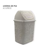 Cesto De Lixo Basculante Renda Floral Branca 4,5 Litros