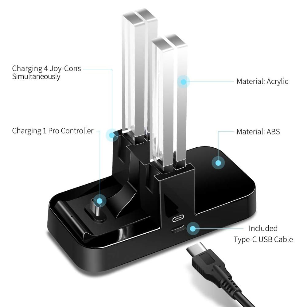 Carregador Do Controlador De Interruptor Para O Controlador Joy-con Pro