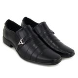 Sapato Social Masculino Couro Bico Quadrado Fivela Elegante Preto 38