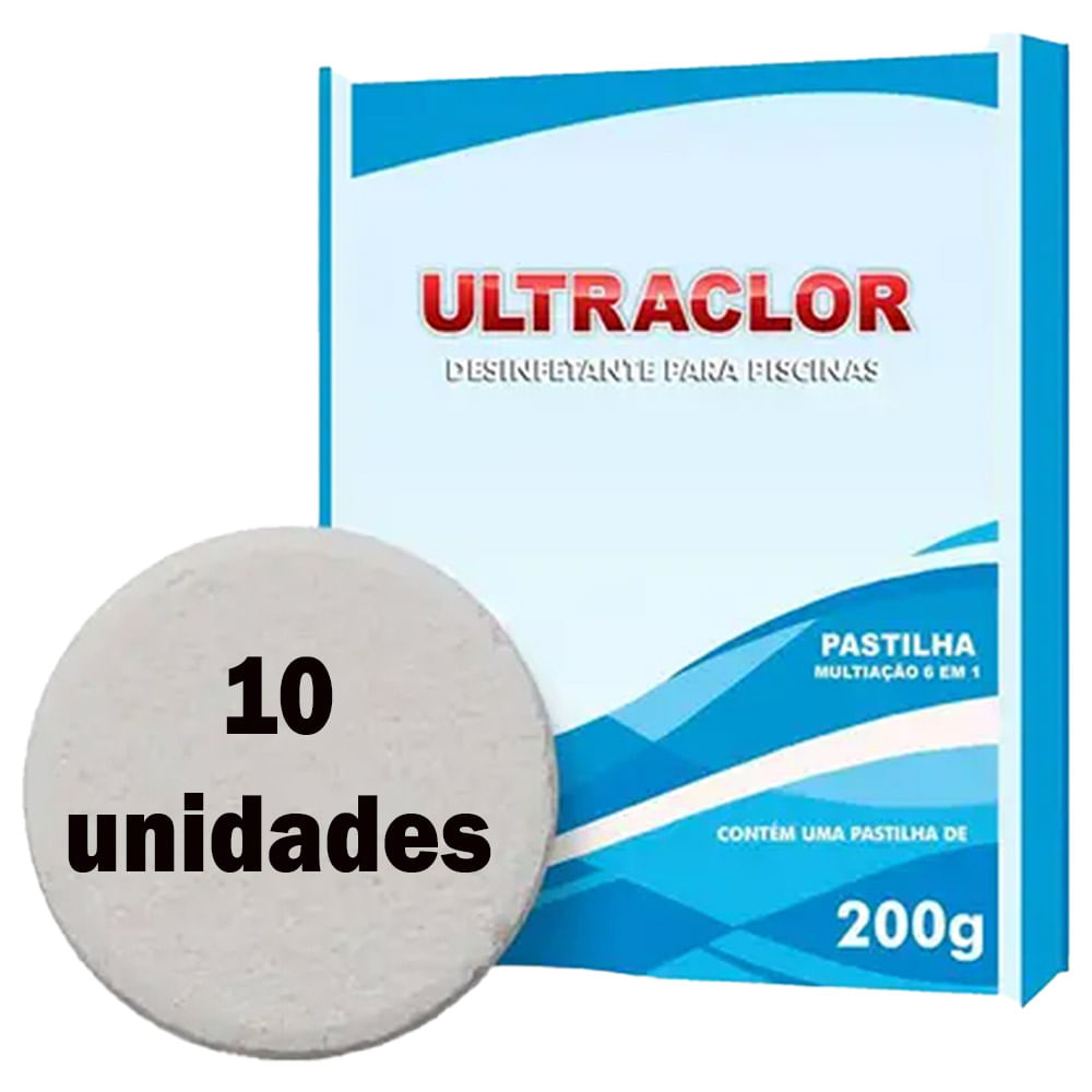 Kit Com 10 Pastilhas De Cloro Para Piscinas 200g Utraclor