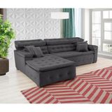 Sofá Retrátil e Chaise Orlando 220x210 chumbo